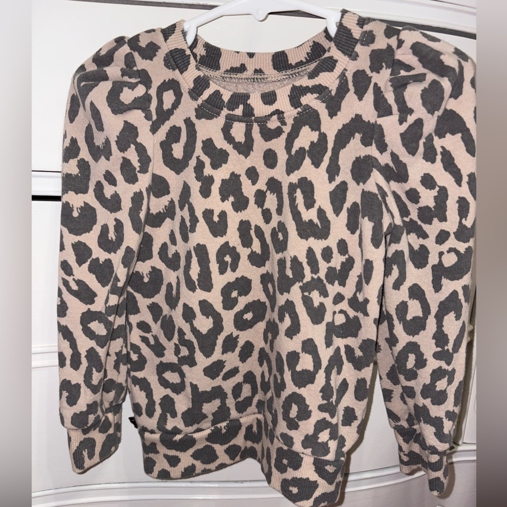 Grayson Mini Leopard Print Crewneck Sweatshirt 2T Girls